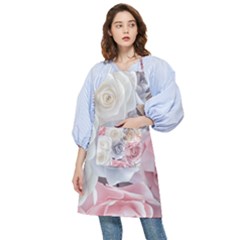 Pastel Rose Flower Blue Pink White Pocket Apron by Cemarart