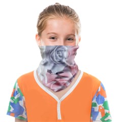 Pastel Rose Flower Blue Pink White Face Covering Bandana (kids) by Cemarart