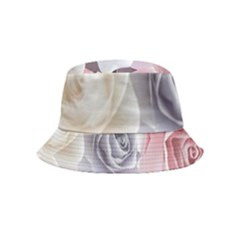 Pastel Rose Flower Blue Pink White Inside Out Bucket Hat (kids) by Cemarart