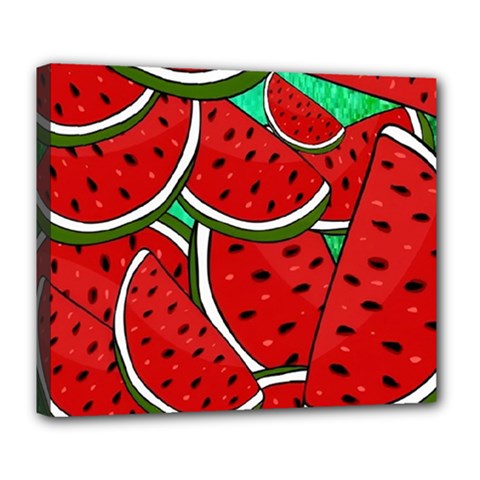 Summer Watermelon Fruit Deluxe Canvas 24  X 20  (stretched) by Cemarart