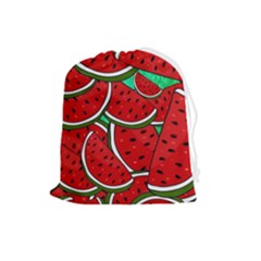 Summer Watermelon Fruit Drawstring Pouch (large) by Cemarart