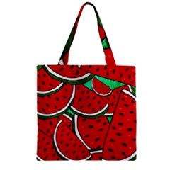 Summer Watermelon Fruit Zipper Grocery Tote Bag by Cemarart