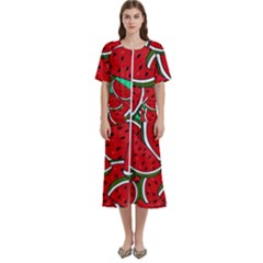 Summer Watermelon Fruit Women s Cotton Short Sleeve Night Gown by Cemarart