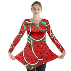 Summer Watermelon Fruit Long Sleeve Tunic  by Cemarart