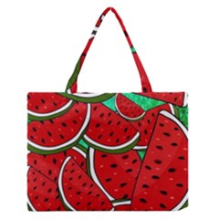 Summer Watermelon Fruit Zipper Medium Tote Bag by Cemarart