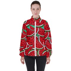 Summer Watermelon Fruit Women s High Neck Windbreaker by Cemarart