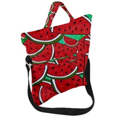 Summer Watermelon Fruit Fold Over Handle Tote Bag by Cemarart