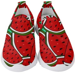 Summer Watermelon Fruit Kids  Slip On Sneakers by Cemarart