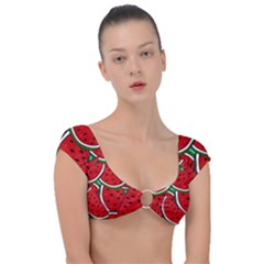 Summer Watermelon Fruit Cap Sleeve Ring Bikini Top by Cemarart