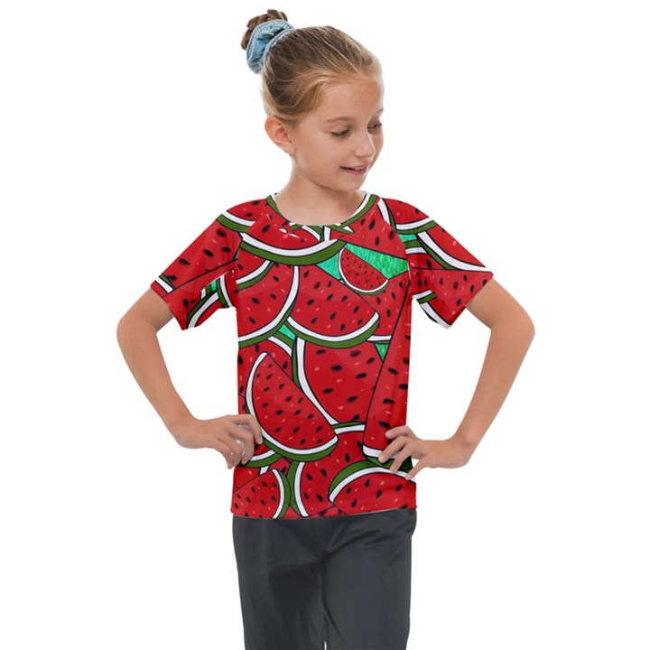 Summer Watermelon Fruit Kids  Mesh Piece T-Shirt