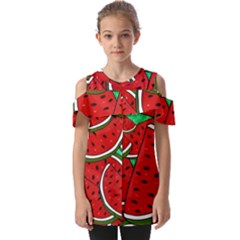 Summer Watermelon Fruit Fold Over Open Sleeve Top by Cemarart