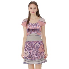 Ramen Kawaii Aesthetic Pink Short Sleeve Skater Dress by Cemarart