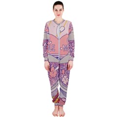 Ramen Kawaii Aesthetic Pink Onepiece Jumpsuit (ladies) by Cemarart