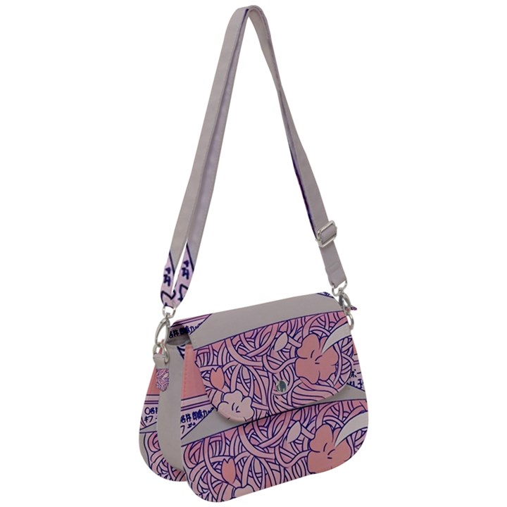 Ramen Kawaii Aesthetic Pink Saddle Handbag