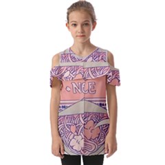 Ramen Kawaii Aesthetic Pink Fold Over Open Sleeve Top by Cemarart