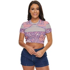 Ramen Kawaii Aesthetic Pink Side Button Cropped T-shirt