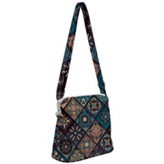 Flower Texture Background Colorful Pattern Zipper Messenger Bag by Cemarart