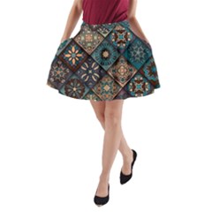 Flower Texture Background Colorful Pattern A-line Pocket Skirt by Cemarart