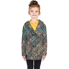 Flower Texture Background Colorful Pattern Kids  Double Breasted Button Coat by Cemarart