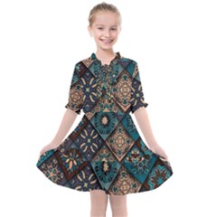 Flower Texture Background Colorful Pattern Kids  All Frills Chiffon Dress by Cemarart