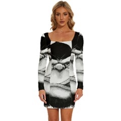 Png Huod Long Sleeve Square Neck Bodycon Velvet Dress by saad11