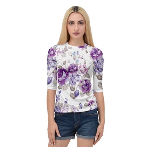 Flower-floral-design-paper-pattern-purple-watercolor-flowers-vector-material-90d2d381fc90ea7e9bf8355 Quarter Sleeve Raglan T-shirt by saad11