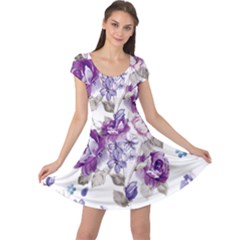 Flower-floral-design-paper-pattern-purple-watercolor-flowers-vector-material-90d2d381fc90ea7e9bf8355 Cap Sleeve Dress by saad11