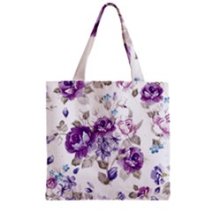 Flower-floral-design-paper-pattern-purple-watercolor-flowers-vector-material-90d2d381fc90ea7e9bf8355 Zipper Grocery Tote Bag by saad11