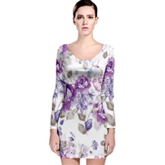 Flower-floral-design-paper-pattern-purple-watercolor-flowers-vector-material-90d2d381fc90ea7e9bf8355 Long Sleeve Velvet Bodycon Dress by saad11