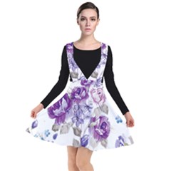 Flower-floral-design-paper-pattern-purple-watercolor-flowers-vector-material-90d2d381fc90ea7e9bf8355 Plunge Pinafore Dress by saad11