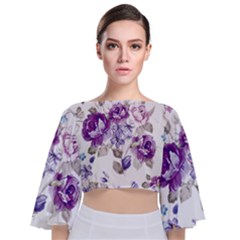 Flower-floral-design-paper-pattern-purple-watercolor-flowers-vector-material-90d2d381fc90ea7e9bf8355 Tie Back Butterfly Sleeve Chiffon Top by saad11