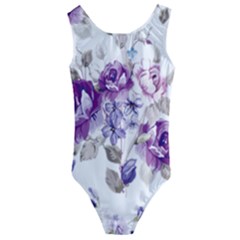 Flower-floral-design-paper-pattern-purple-watercolor-flowers-vector-material-90d2d381fc90ea7e9bf8355 Kids  Cut-out Back One Piece Swimsuit by saad11