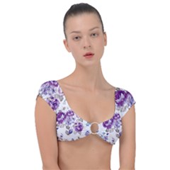 Flower-floral-design-paper-pattern-purple-watercolor-flowers-vector-material-90d2d381fc90ea7e9bf8355 Cap Sleeve Ring Bikini Top by saad11