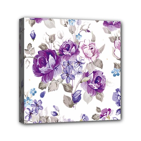 Flower-floral-design-paper-pattern-purple-watercolor-flowers-vector-material-90d2d381fc90ea7e9bf8355 Mini Canvas 6  X 6  (stretched) by saad11