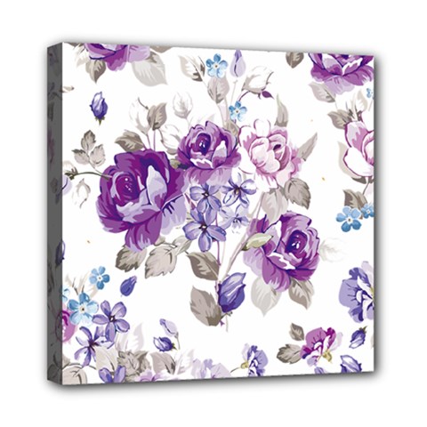 Flower-floral-design-paper-pattern-purple-watercolor-flowers-vector-material-90d2d381fc90ea7e9bf8355 Mini Canvas 8  X 8  (stretched) by saad11