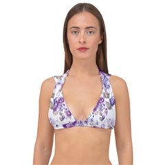 Flower-floral-design-paper-pattern-purple-watercolor-flowers-vector-material-90d2d381fc90ea7e9bf8355 Double Strap Halter Bikini Top by saad11