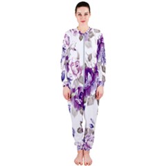 Flower-floral-design-paper-pattern-purple-watercolor-flowers-vector-material-90d2d381fc90ea7e9bf8355 Onepiece Jumpsuit (ladies) by saad11