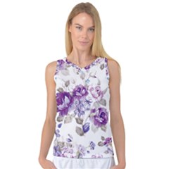 Flower-floral-design-paper-pattern-purple-watercolor-flowers-vector-material-90d2d381fc90ea7e9bf8355 Women s Basketball Tank Top by saad11