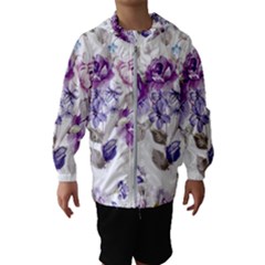 Flower-floral-design-paper-pattern-purple-watercolor-flowers-vector-material-90d2d381fc90ea7e9bf8355 Kids  Hooded Windbreaker