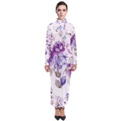 Flower-floral-design-paper-pattern-purple-watercolor-flowers-vector-material-90d2d381fc90ea7e9bf8355 Turtleneck Maxi Dress by saad11