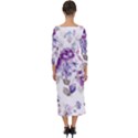 Flower-floral-design-paper-pattern-purple-watercolor-flowers-vector-material-90d2d381fc90ea7e9bf8355 Quarter Sleeve Midi Bodycon Dress View2