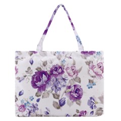 Flower-floral-design-paper-pattern-purple-watercolor-flowers-vector-material-90d2d381fc90ea7e9bf8355 Zipper Medium Tote Bag by saad11