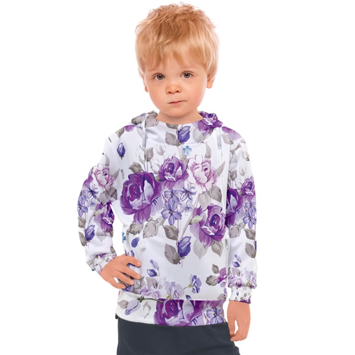 Flower-floral-design-paper-pattern-purple-watercolor-flowers-vector-material-90d2d381fc90ea7e9bf8355 Kids  Hooded Pullover