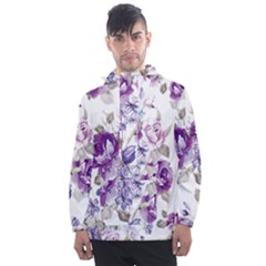 Flower-floral-design-paper-pattern-purple-watercolor-flowers-vector-material-90d2d381fc90ea7e9bf8355 Men s Front Pocket Pullover Windbreaker