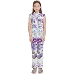 Flower-floral-design-paper-pattern-purple-watercolor-flowers-vector-material-90d2d381fc90ea7e9bf8355 Kids  Sleeveless Ruffle Edge Band Collar Chiffon One Piece by saad11