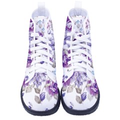 Flower-floral-design-paper-pattern-purple-watercolor-flowers-vector-material-90d2d381fc90ea7e9bf8355 Women s High-top Canvas Sneakers by saad11