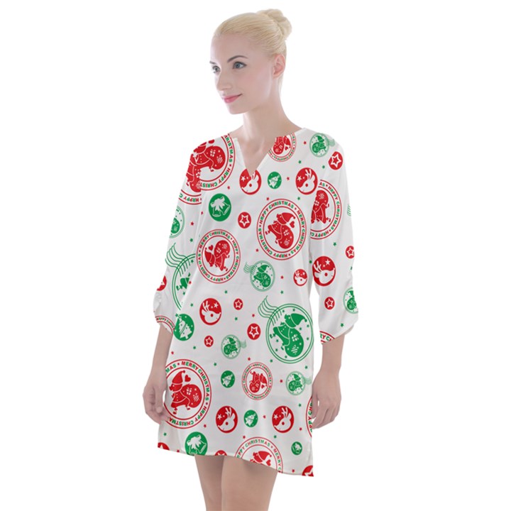 Christmas-texture-mapping-pattern-christmas-pattern-1bb24435f024a2a0b338c323e4cb4c29 Open Neck Shift Dress