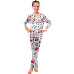 Christmas-texture-mapping-pattern-christmas-pattern-1bb24435f024a2a0b338c323e4cb4c29 Kids  Satin Long Sleeve Pajamas Set by saad11