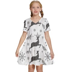 Gray-christmas-element-background-f4f0c9d44b5bbf0cb59e1f7f8d159344 Kids  Short Sleeve Tiered Mini Dress by saad11