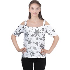 Snowflake-icon-vector-christmas-seamless-background-531ed32d02319f9f1bce1dc6587194eb Cutout Shoulder T-shirt